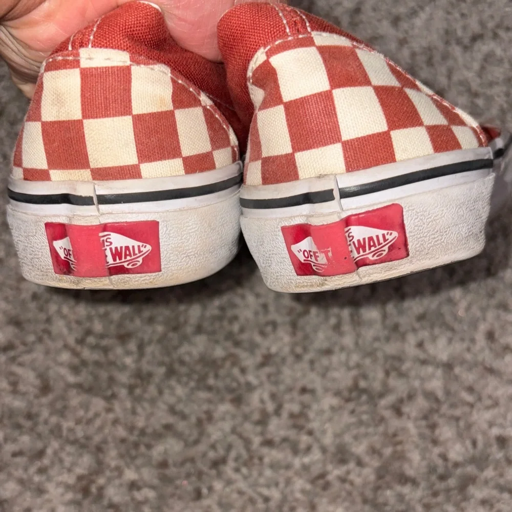 Women’s vans  Red and White Checkered Slip-On Sneakers - Picture 4 of 5